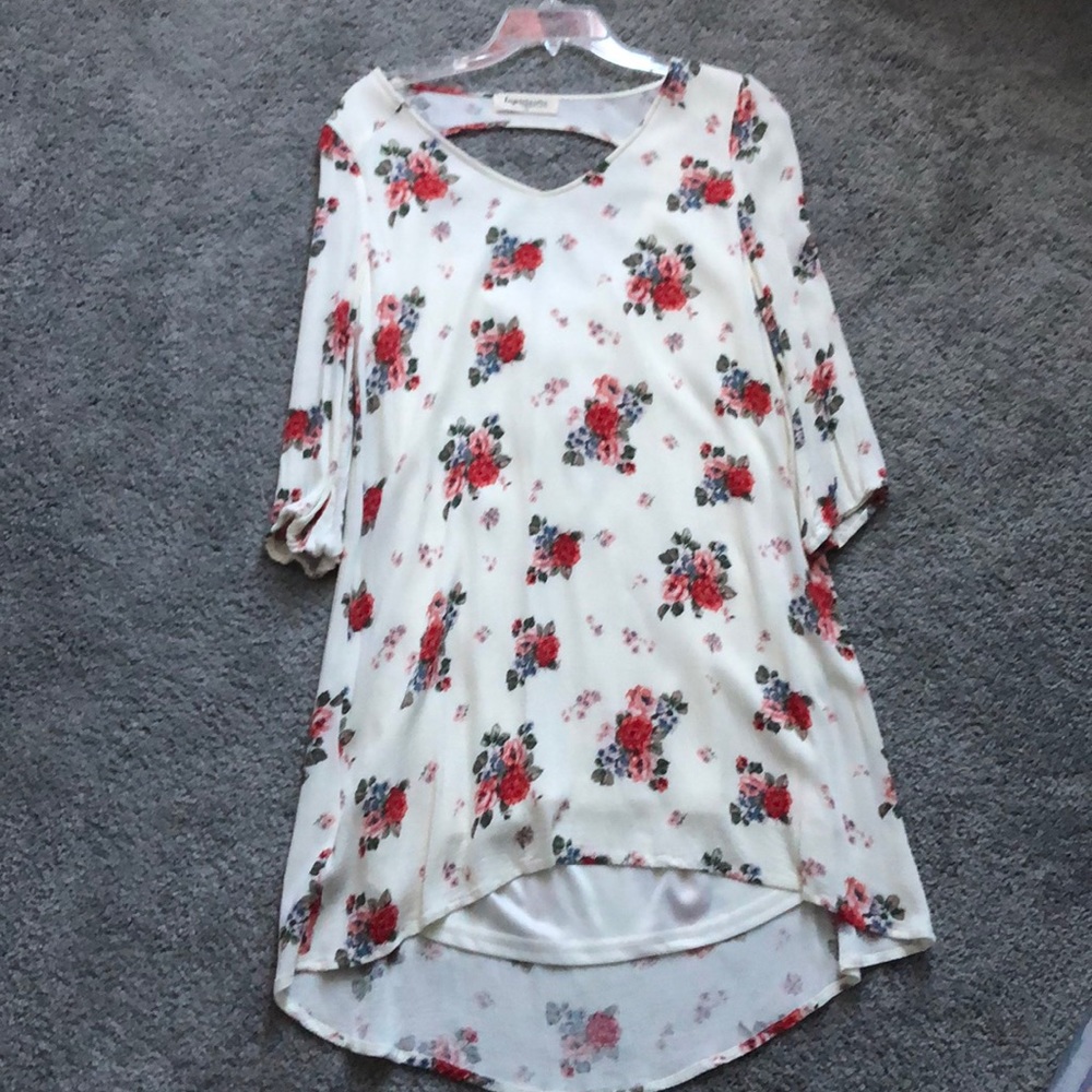 Cream floral mini shift dress